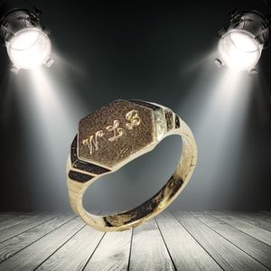 TINY 9k Gold Ring with the Letters W.L.B. Engraved on the Top